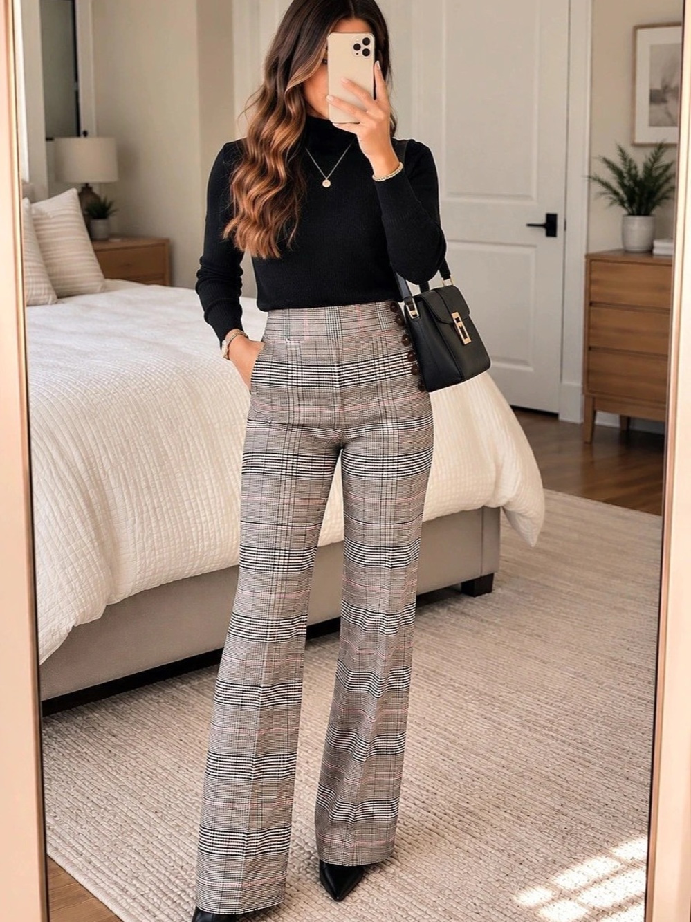 Talbots NWT Glen Plaid Wide Leg Pants 2P Petite High Waist